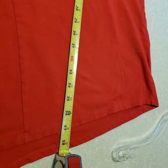 Soft Surroundings Shirt Womens 1X Red Short Sleeve Tunic Dress Asymmetrical Hem - Picture 8 of 8